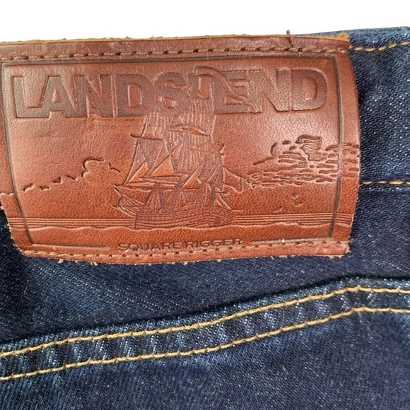 Lands' End New Square Rigger Traditional Fit Denim Dark Blue Jeans 42X26 Classic - Picture 9 of 16